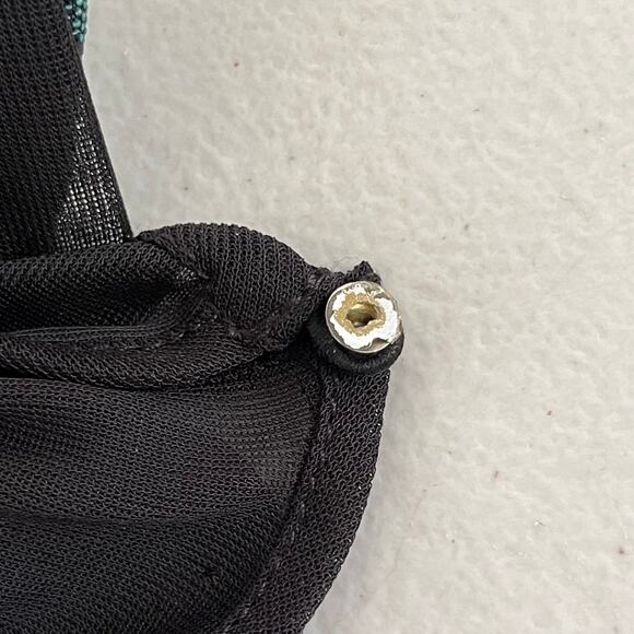 Badgley Mischka Dress 6 Green Black Damask Illusion Neck Sides Sheath Cocktail - Picture 12 of 14